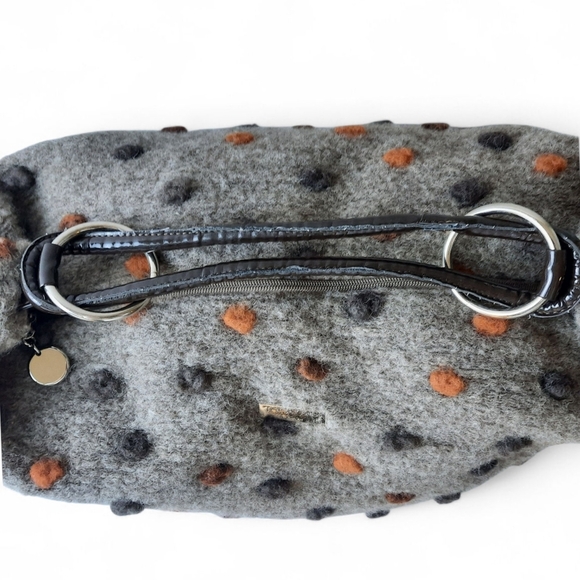 TERESA CAMBI Italy Large Felted Wool Pom Shoulder Bag Hobo Weekender Boho Tote - Picture 10 of 14